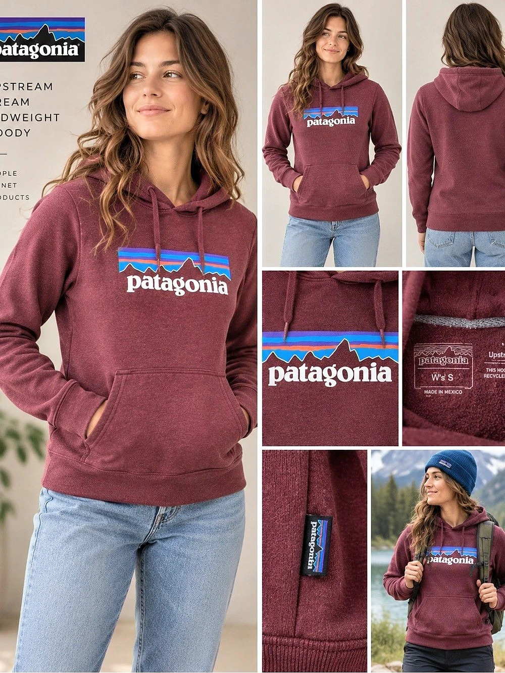 Patagonia Upstream Dream Hoodie Violet Red Logo Sweatshirt Women’s S